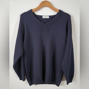 Jumper Women's V-Neck Navy Cable Knit Sweater